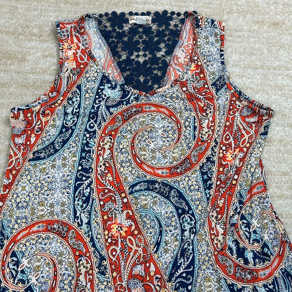 World Unity Womens Blouse Shirt M Multicolor Paisley Sleeveless Boho Boho Chic